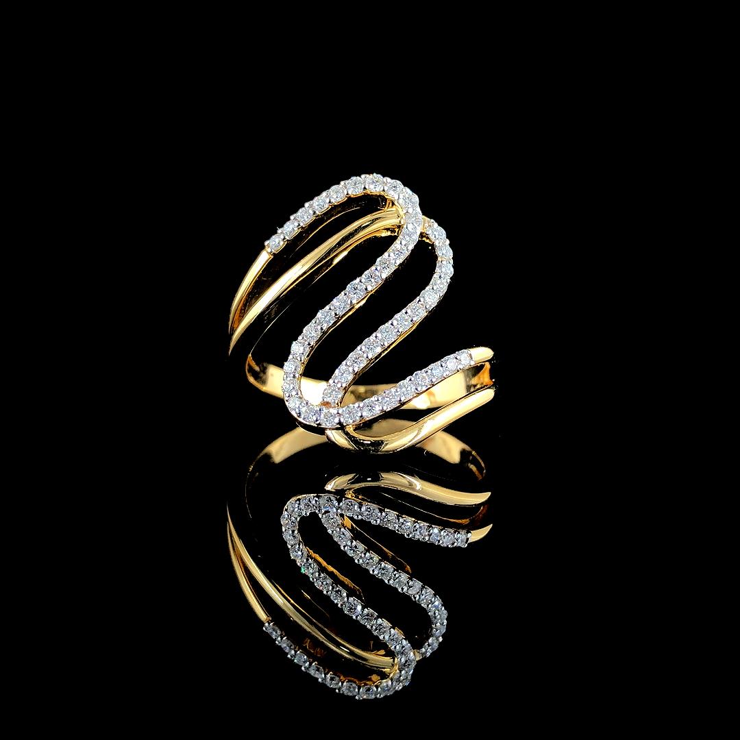 Elegant Gold and Diamond Abstract Statement Ring Front
